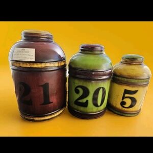 Linden Street Jc Penney Multicolor Numbered Set Of 3 Nesting Vintage Canisters